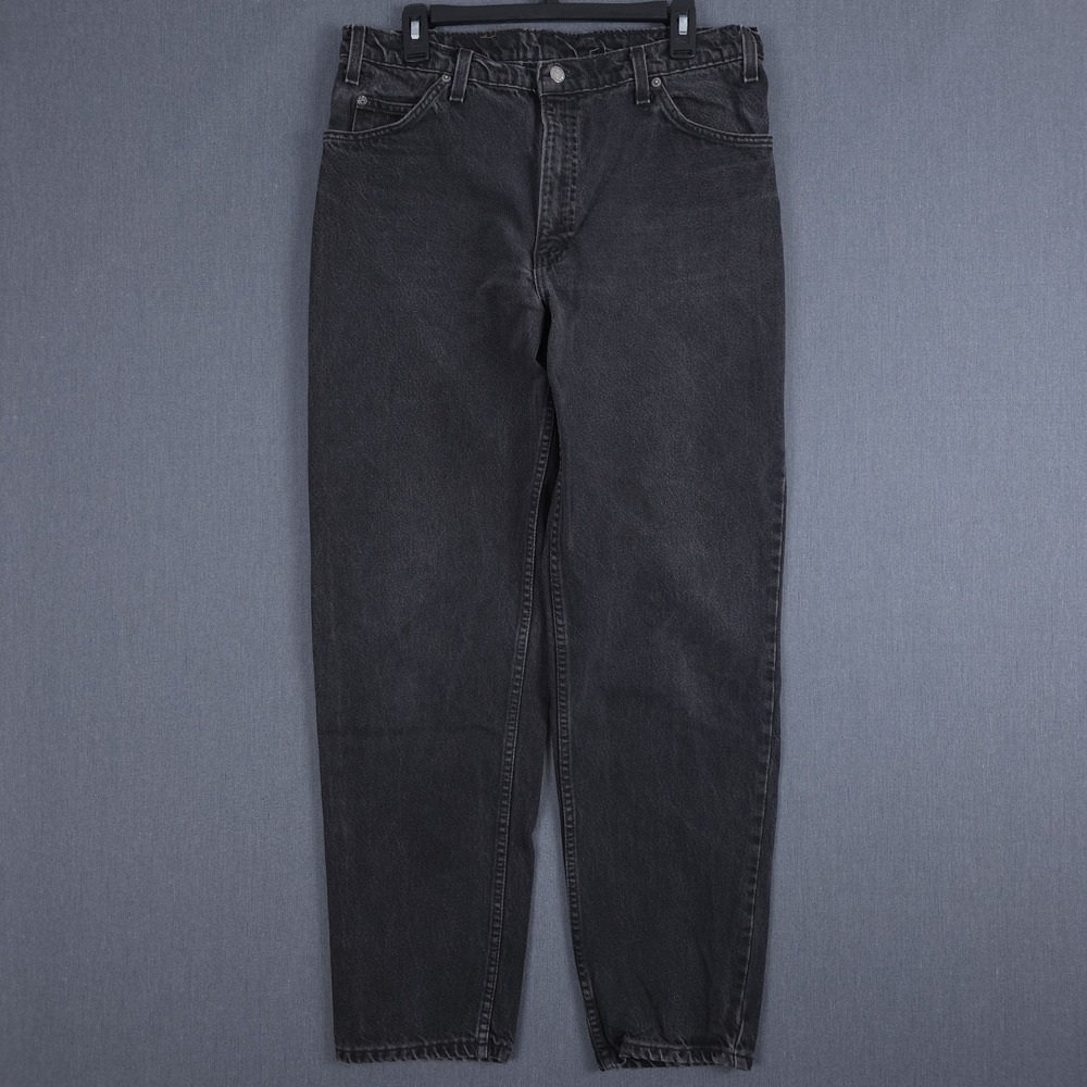 Vintage Levis 550 Jean Mens 36x32 (Fits 33x31) Black Tapered Denim USA Black Tab